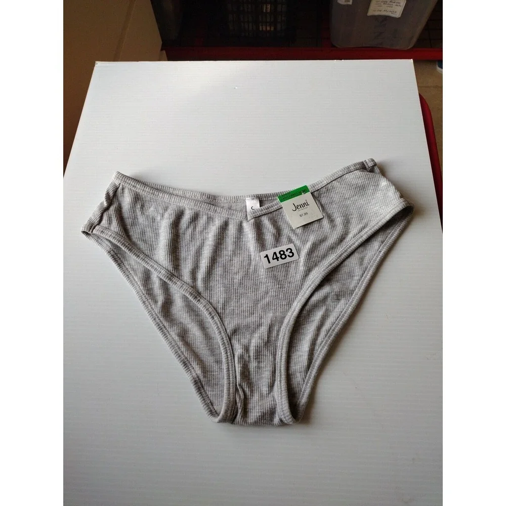 Jenni‎ Women's Large Ribbed Knit  Thong Panty Underwear, Gray Heather